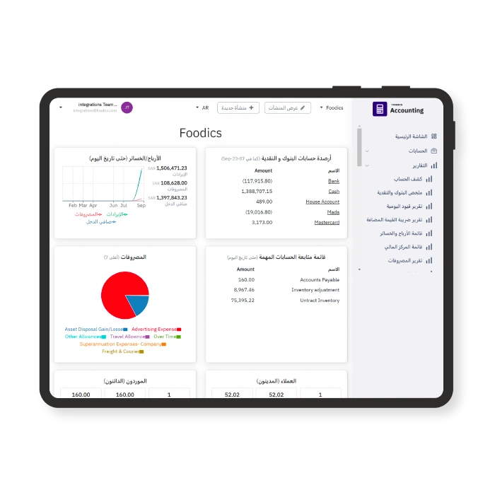 برنامج محاسبة وإدارة المالية المخصص للمطاعم